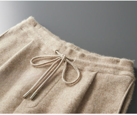 Men's Cashmere Pleated Pants - Thickened Knitted Tapered Trousers