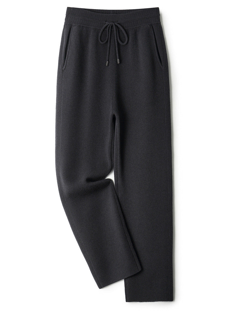 Men's 100% Pure Wool Wide-Leg Pants - Thickened Casual Trousers