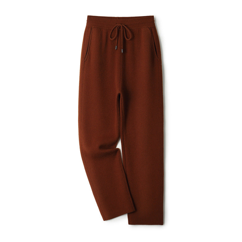 Men's 100% Pure Wool Wide-Leg Pants - Thickened Casual Trousers