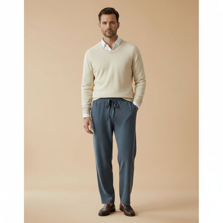 Men's 100% Pure Cashmere Casual Pants - Spring Autumn Knitted Trousers
