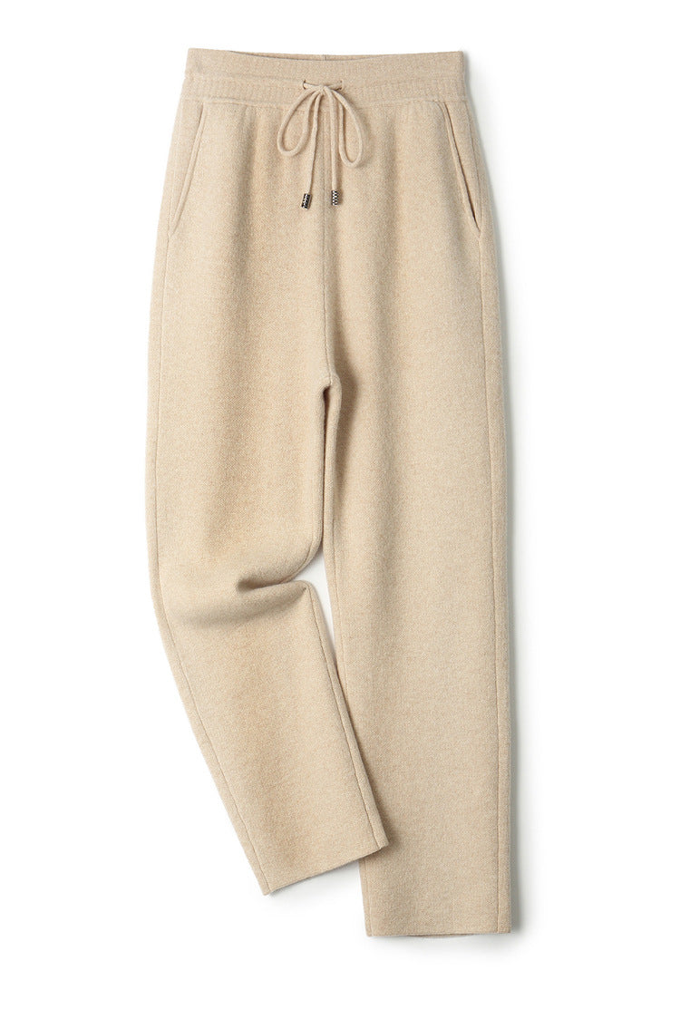 Men's 100% Pure Wool Wide-Leg Pants - Thickened Casual Trousers