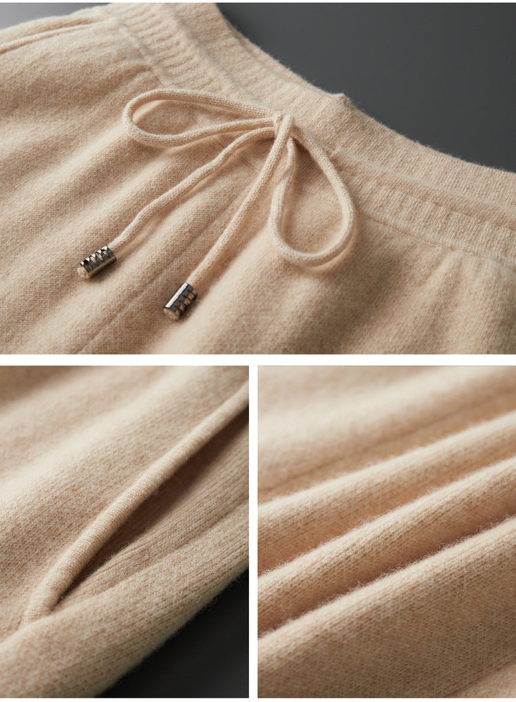 Men's 100% Pure Wool Wide-Leg Pants - Thickened Casual Trousers