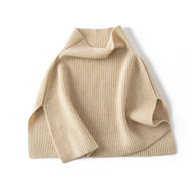 Women's 100% Cashmere Turtleneck Cape - Thickened Shawl Sweater
