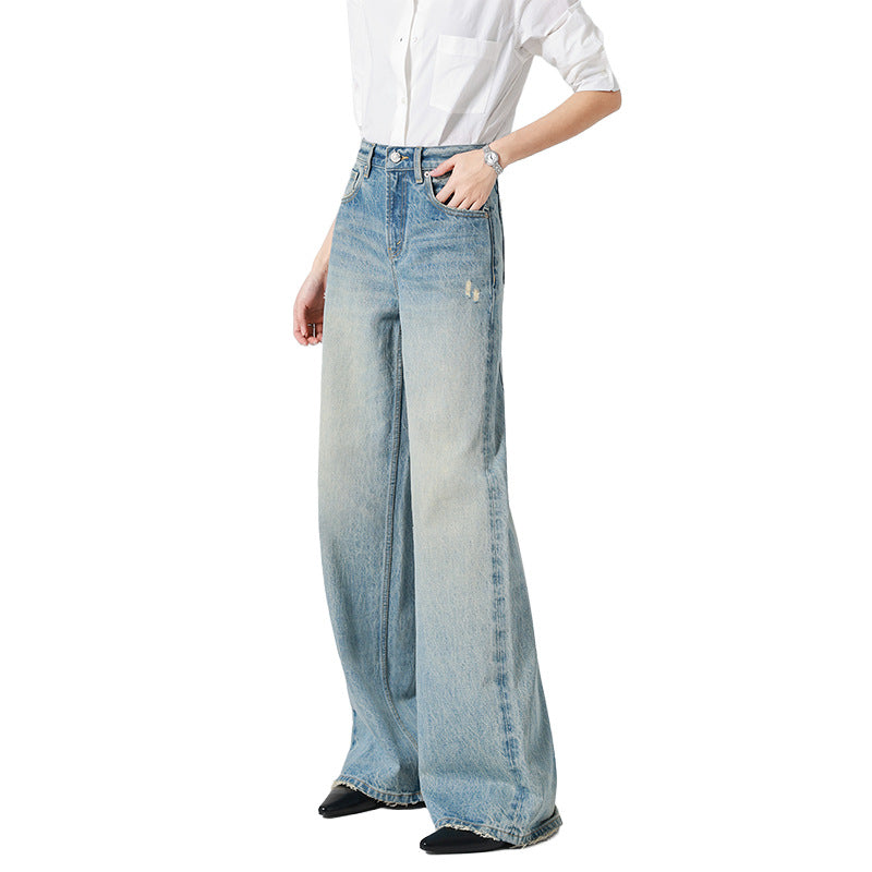 Frayed High-Waist Wide-Leg Jeans - Nostalgic Light Blue | Spring 2026