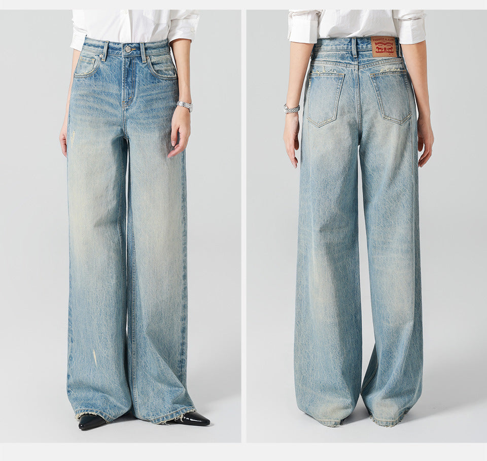 Frayed High-Waist Wide-Leg Jeans - Nostalgic Light Blue | Spring 2026