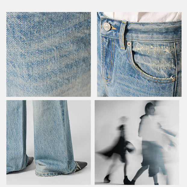 Frayed High-Waist Wide-Leg Jeans - Nostalgic Light Blue | Spring 2026
