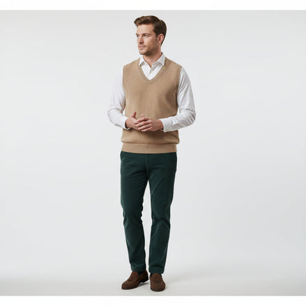 Men's 100% Australian Wool V-Neck Sweater Vest – 12-Gauge Knit