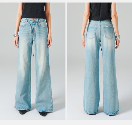 Women's High-Waist Stretch Straight Leg Jeans – Light Blue