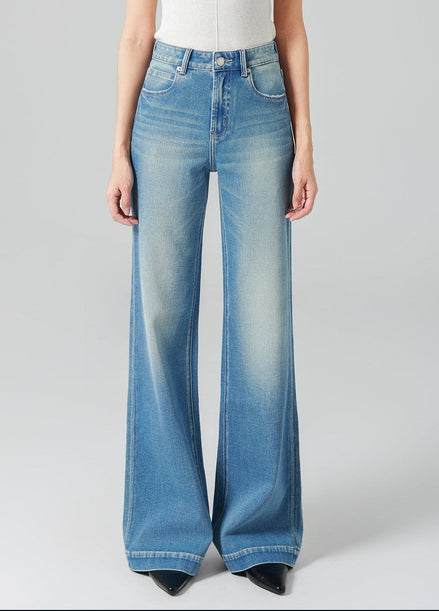 Women's High-Waist Jeans - Loose Straight Leg Denim Pants