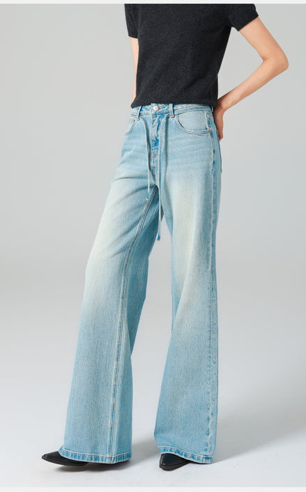 Women's High-Waist Stretch Straight Leg Jeans – Light Blue