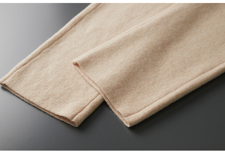 Men's 100% Pure Wool Wide-Leg Pants - Thickened Casual Trousers