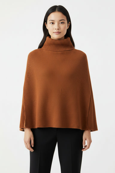 Women's 100% Cashmere Turtleneck Cape - Thickened Shawl Sweater