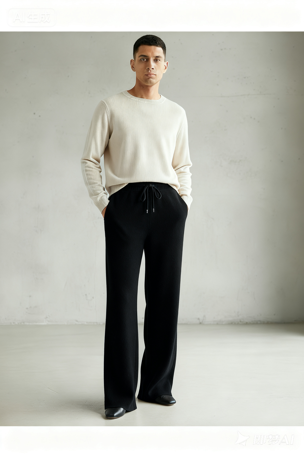 Men's 100% Pure Wool Wide-Leg Pants - Thickened Casual Trousers